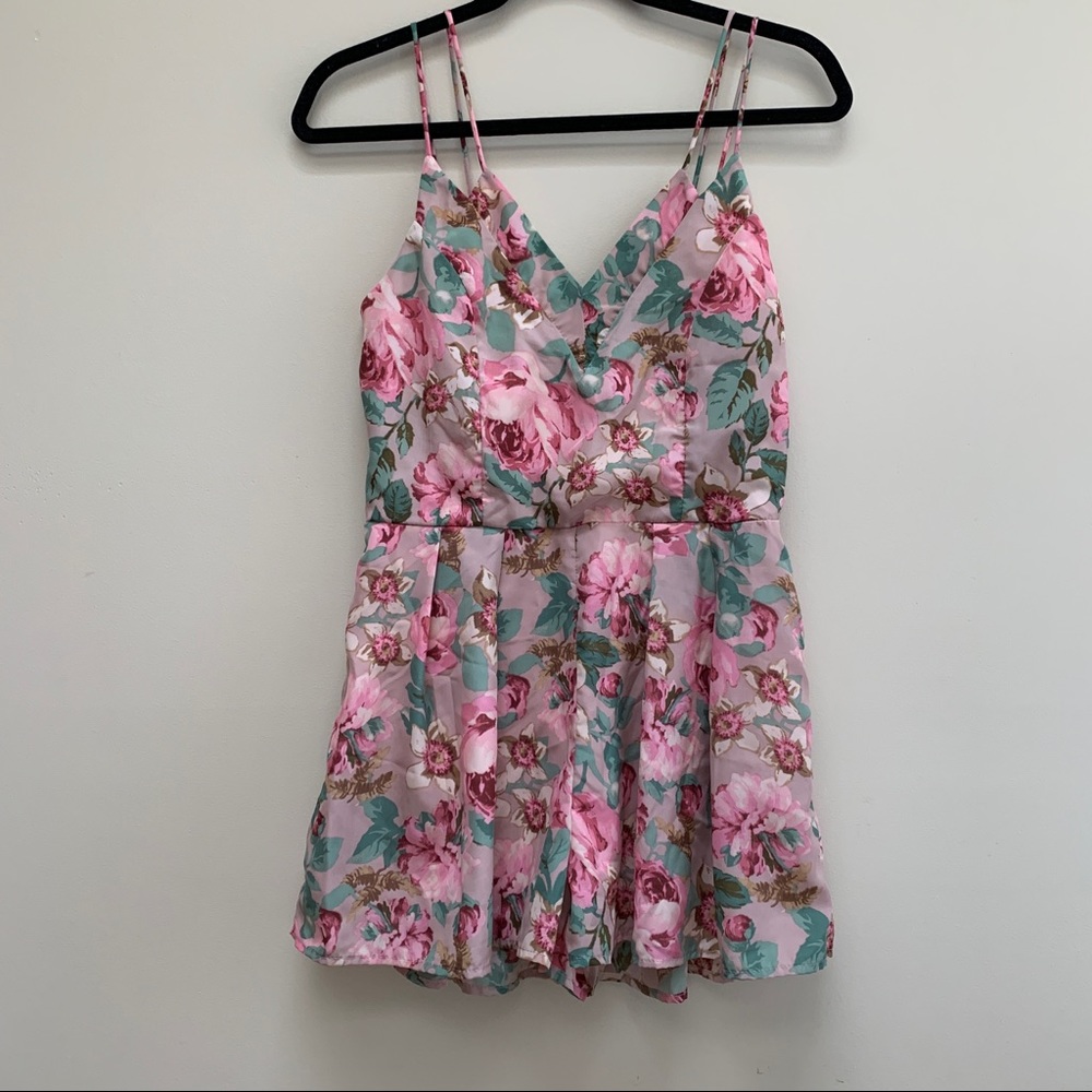 Pink floral romper